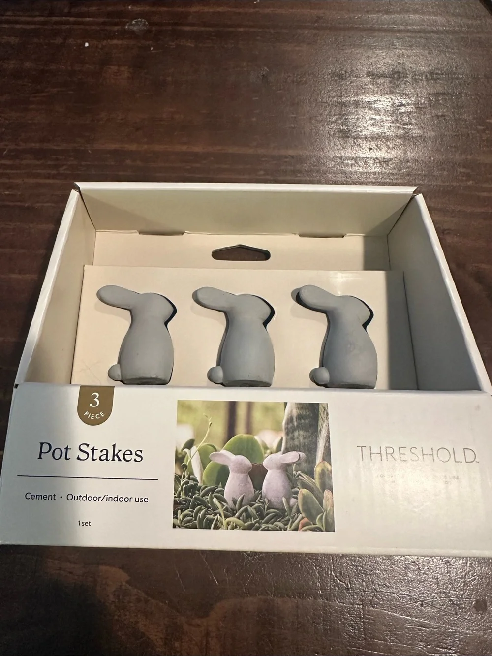 Threshold 3 Gray Bunny Pot Stakes - Decorative Garden Plant Markers